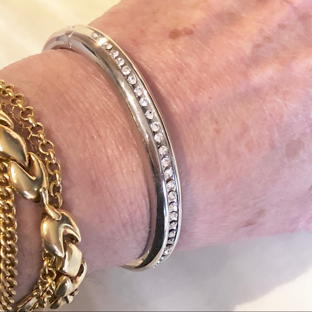 crystals stainless steel gold plated bracelet